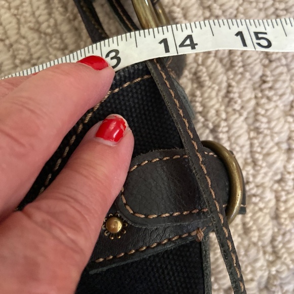 Fossil Genuine Leather & Canvas Black Crossbody Bag VGC - Picture 13 of 16